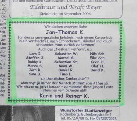 Zeitungsanzeige